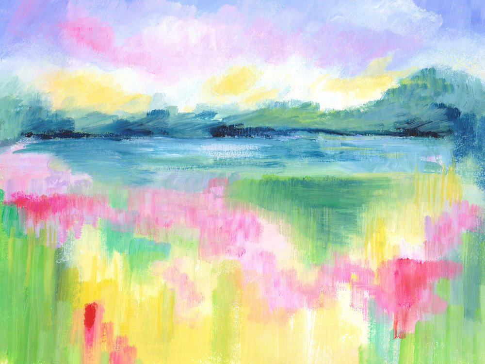 Abstrakte Seenlandschaft von Isabelle Brent
