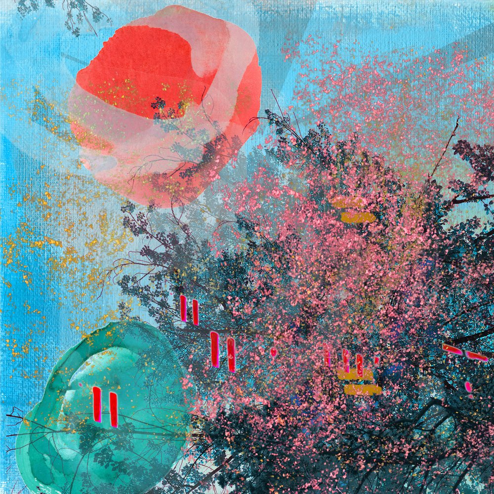 Lebendiger Frühlingsblüten-Abstrakt von Jenja Braun