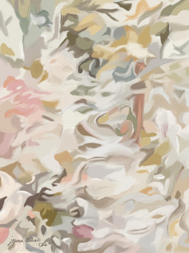 Sanfte Blush-Blumenabstraktion von Jenna Alheit