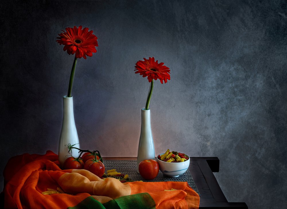 Rote Gerbera Stillleben von Jie Fischer