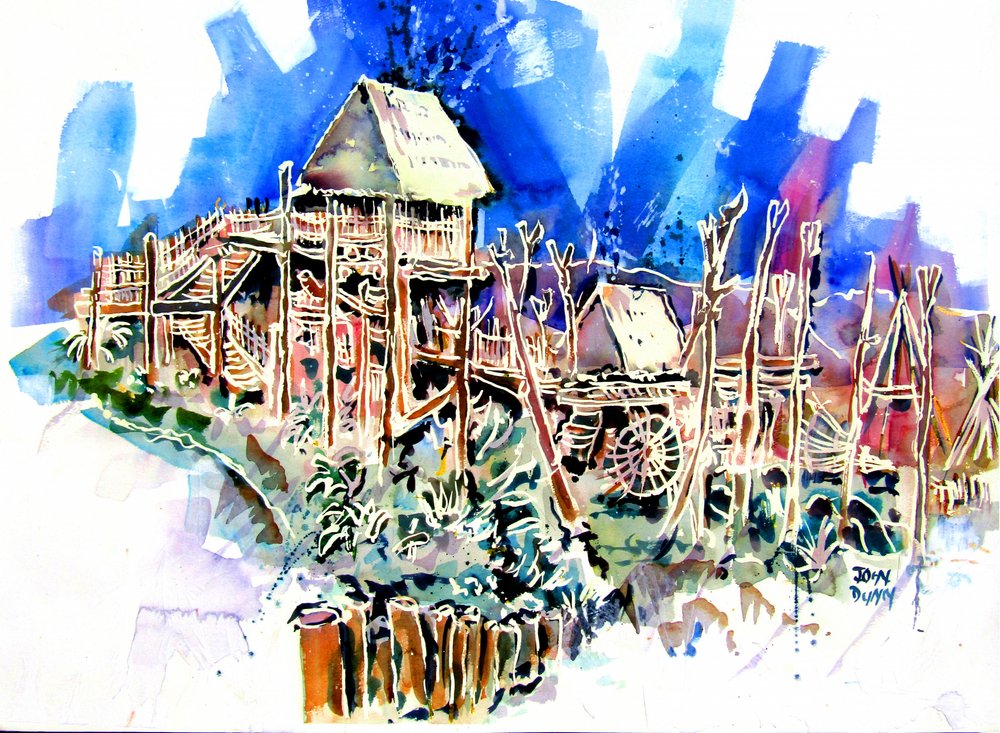 Gestelztes tropisches Dorf von John Dunn