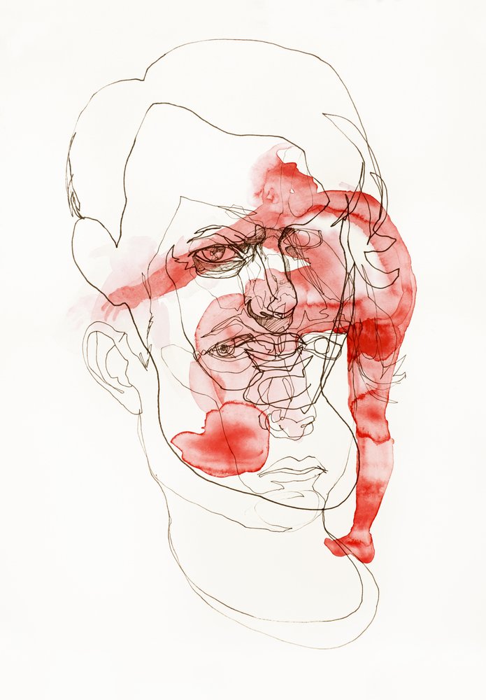 Rotes Abstraktes Gesicht von Joshua Hoskins