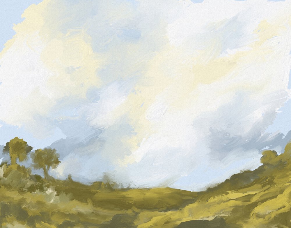 Rollende Felder Wolkenlandschaft von Josie George