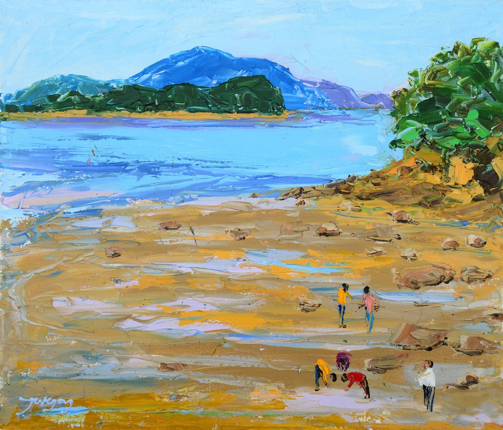 Strandgänger bei Ebbe von Jukyong Park