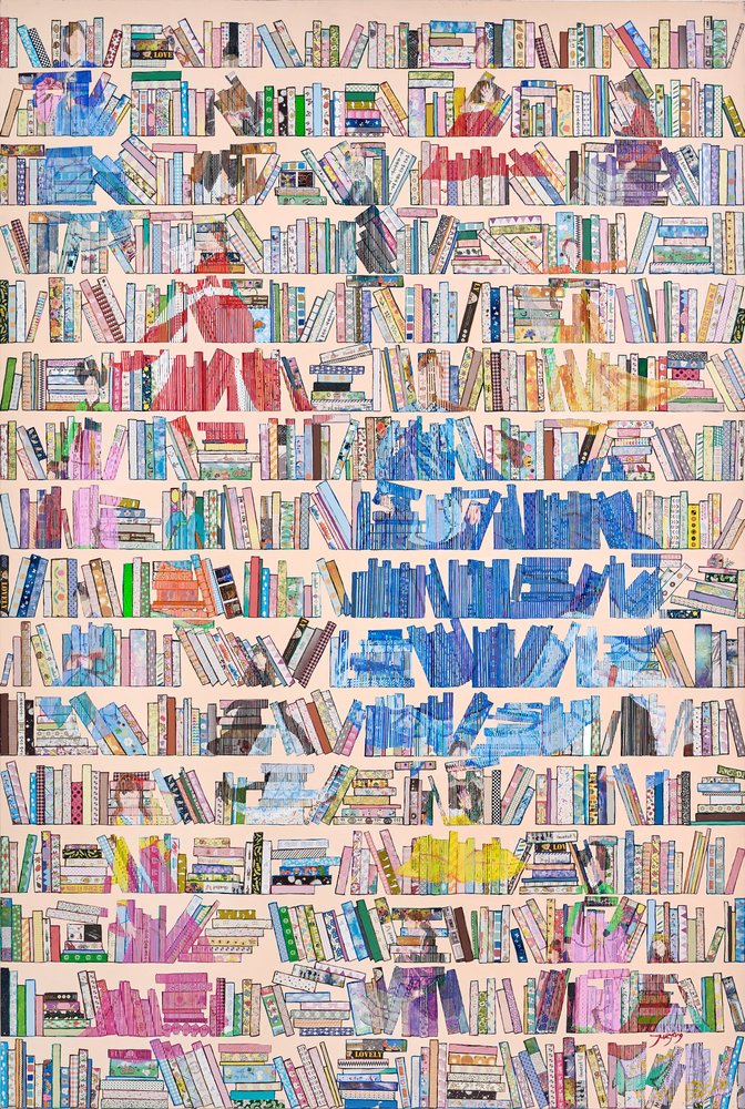 Buntes Bücherregal Bibliothek von Jukyong Park