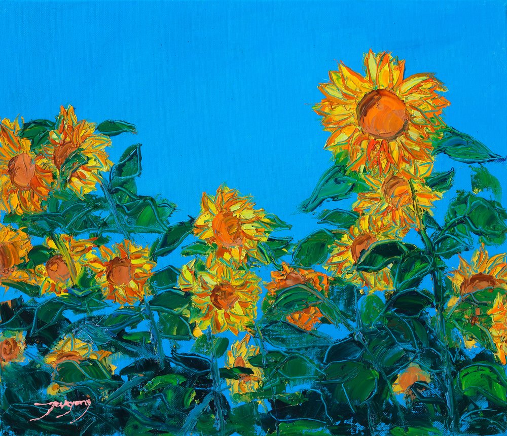 Lebendiges Sonnenblumenfeld von Jukyong Park