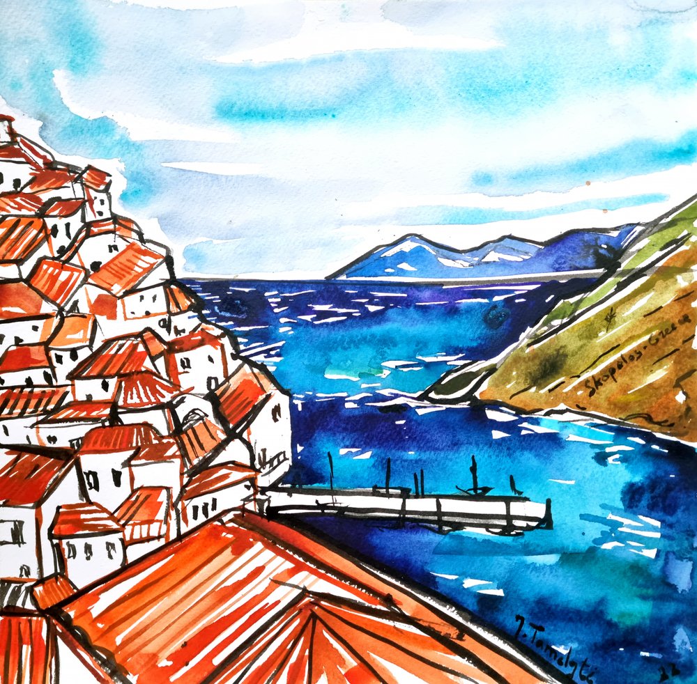 Lebhaftes griechisches Küstendorf von Julija Belickienė