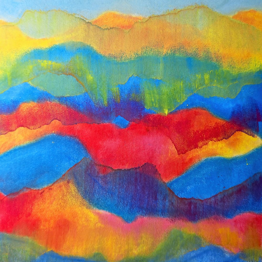 Farbenreiche abstrakte Landschaft von Justyna Jaszke