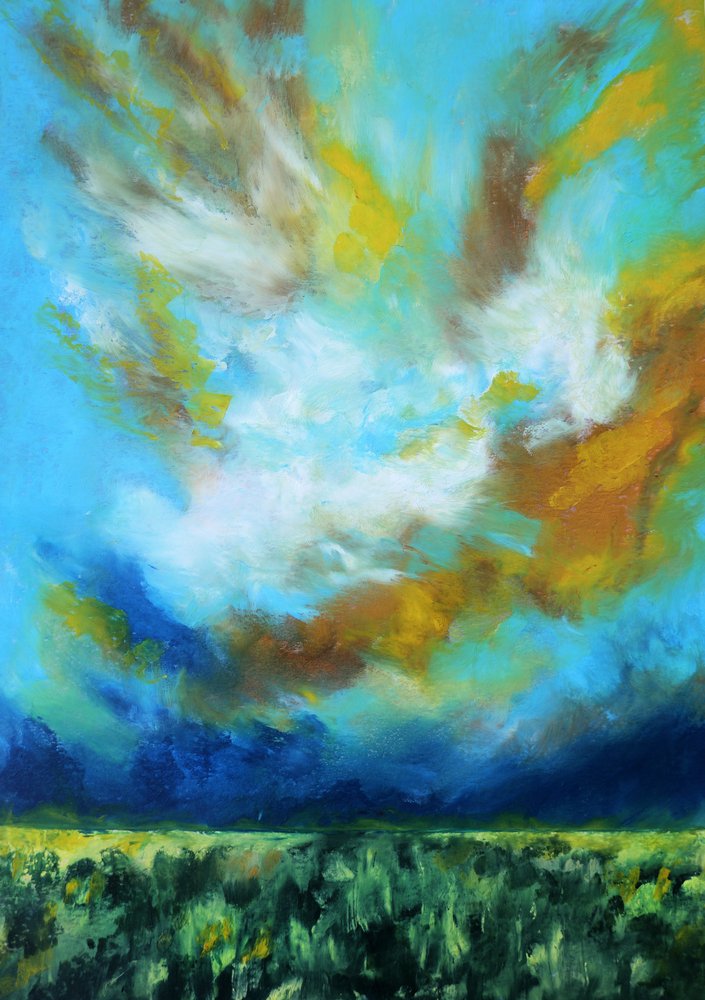 Dramatischer Himmel über dem Feld von Justyna Jaszke