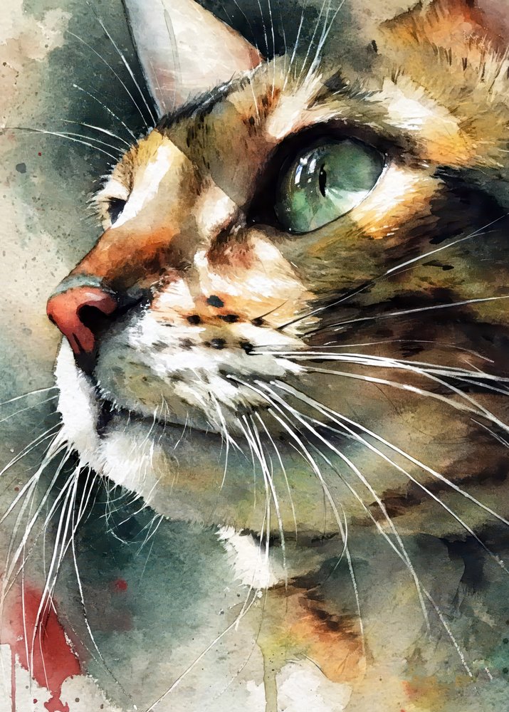 Aquarell Tabby Katze von Justyna Jaszke