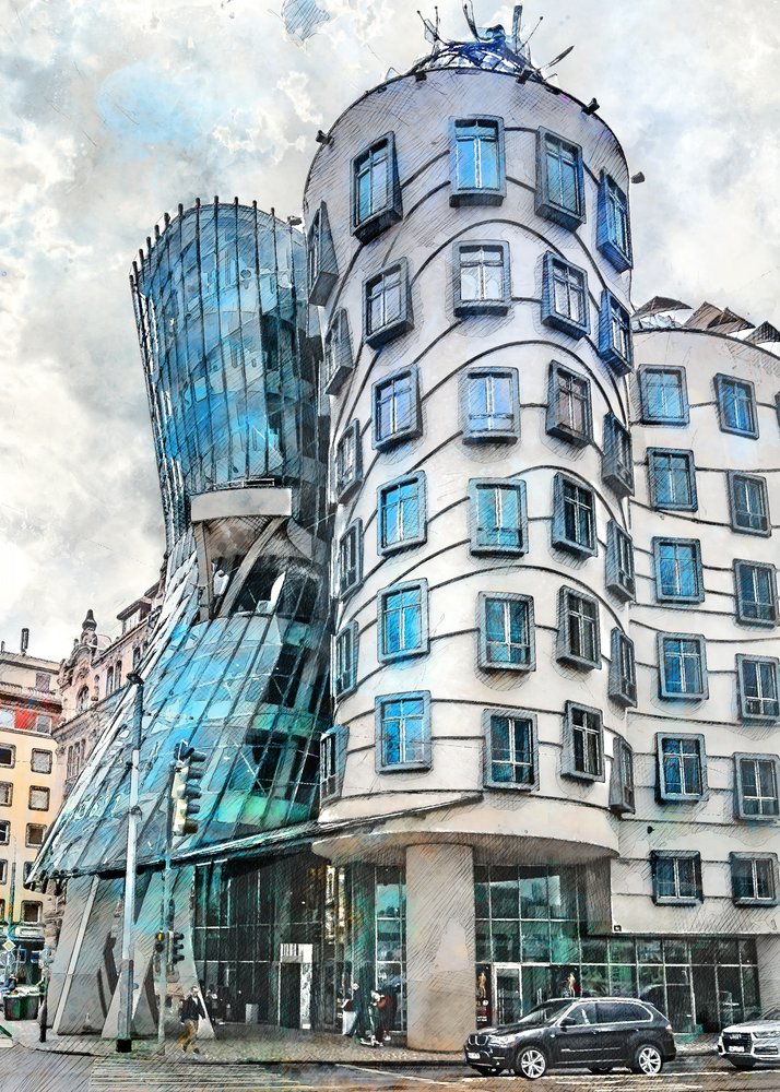 Wellenförmige Prager Architektur von Justyna Jaszke