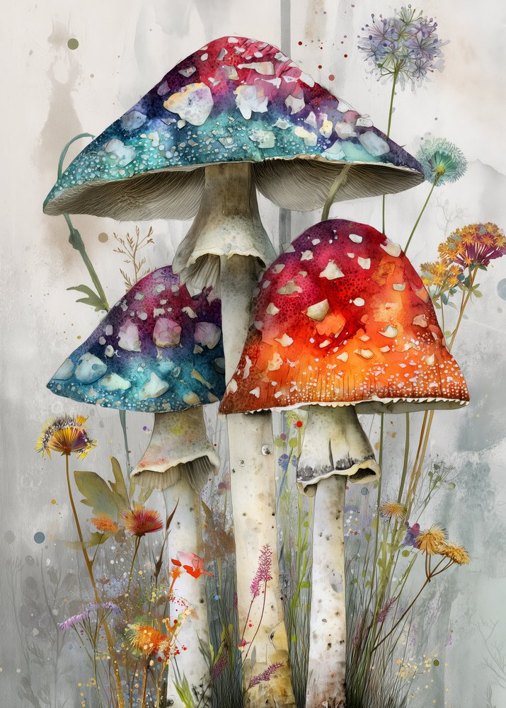 Verspielte Aquarellpilze von Justyna Jaszke