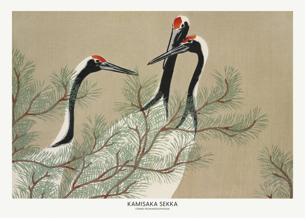 Kraniche aus Momoyogusa von Kamisaka Sekka