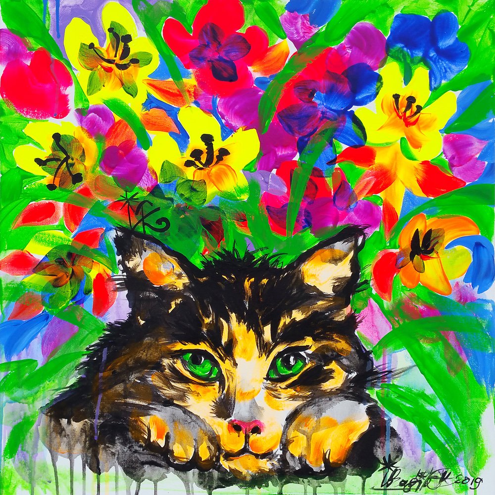 Bunte Gartenkatze von Kanat Ibragimov