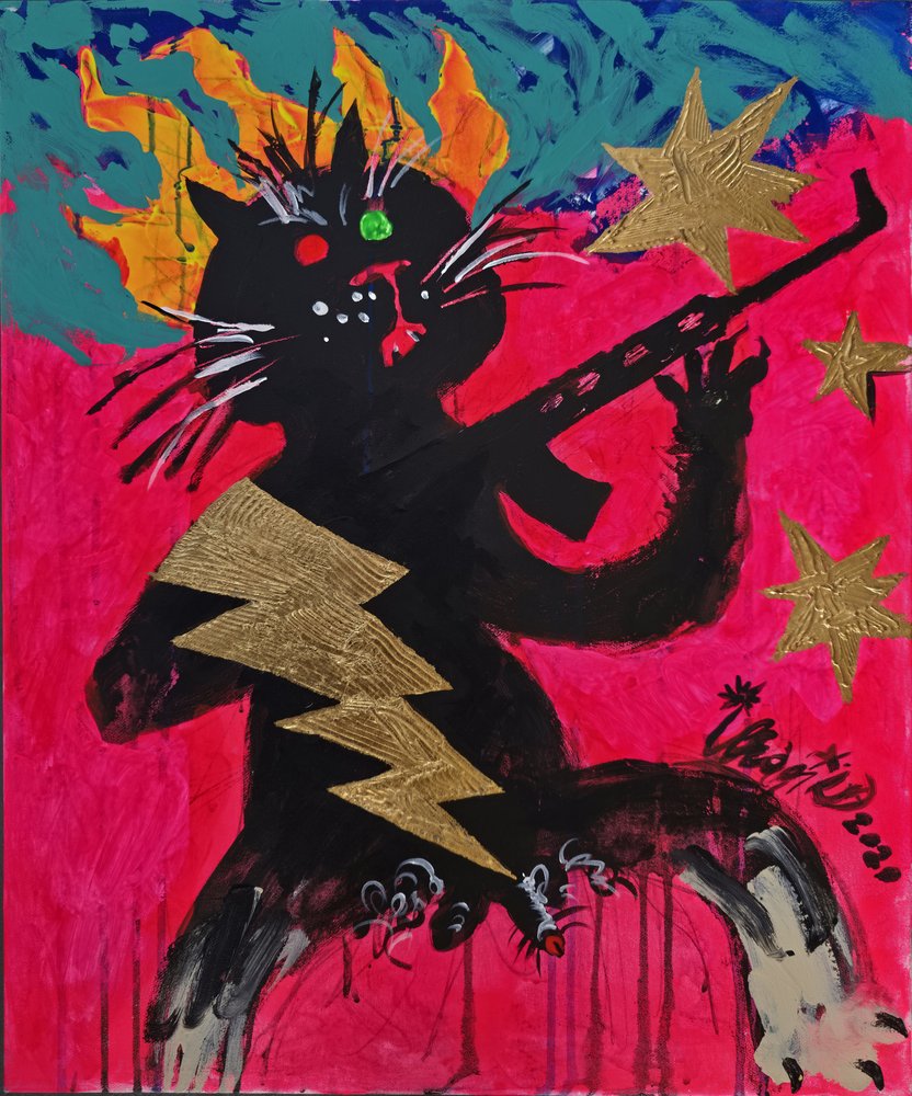 Rebellische Katze mit Gewehr von Kanat Ibragimov