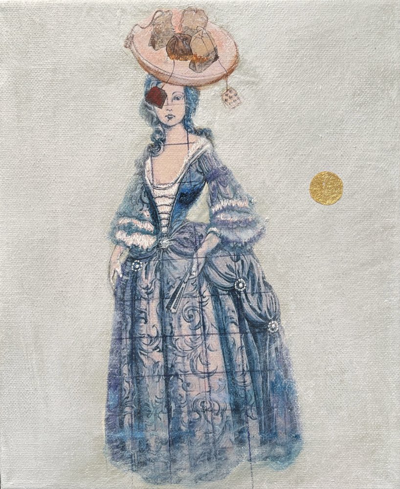 Verspielte blaue Rokoko-Dame von Karenina Fabrizzi