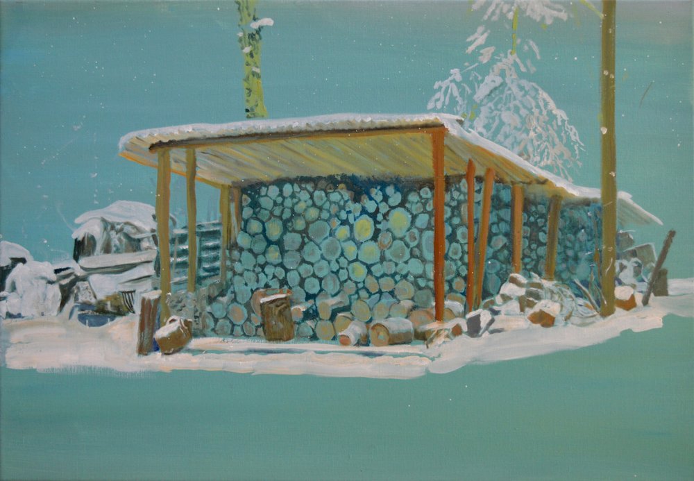 Winterlicher Holzstapel von Karin Bos