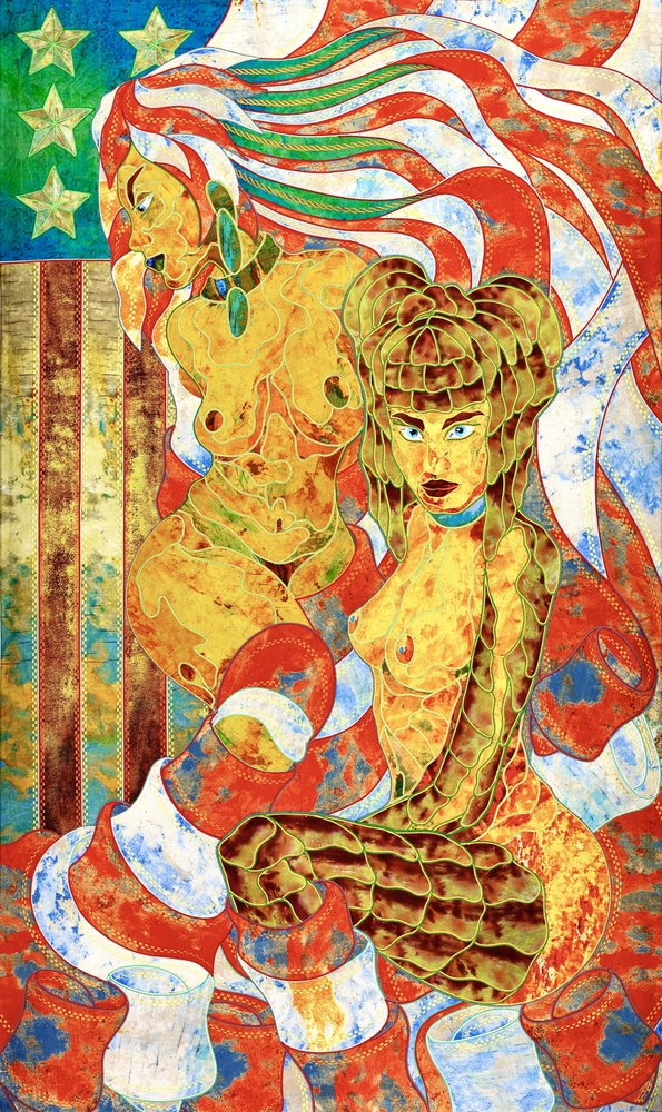 Amerikanische Flaggenfrauen von Kostyantin Malginov