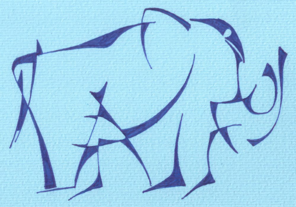 Blauer abstrakter Elefant von Kulik