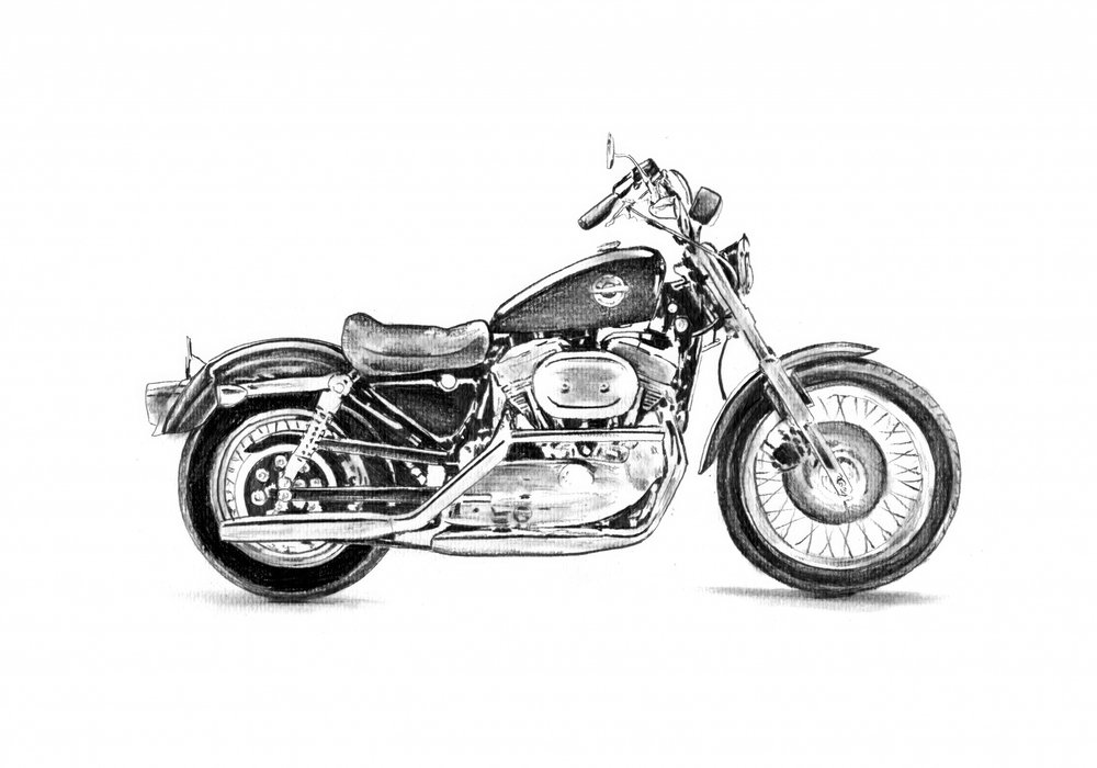 Klassische Motorradzeichnung von Kulik