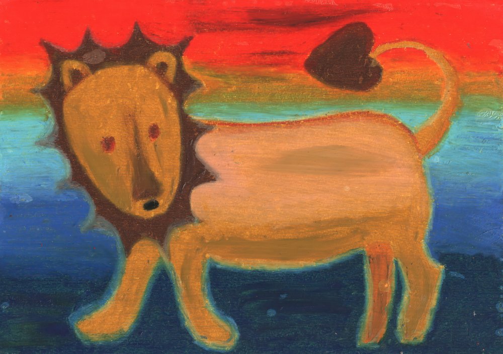 Goldener Löwe Regenbogenhimmel von Kulik
