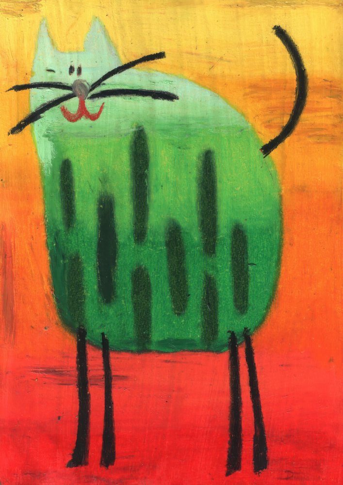 Fröhliche grüne Katze von Kulik