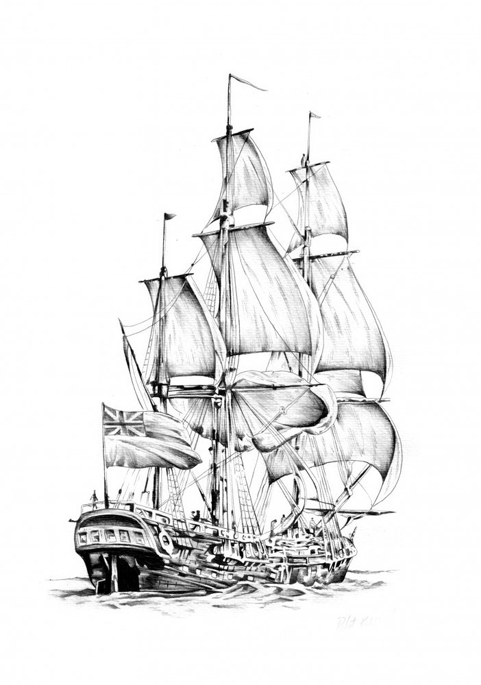 Historischer Großsegler von Kulik