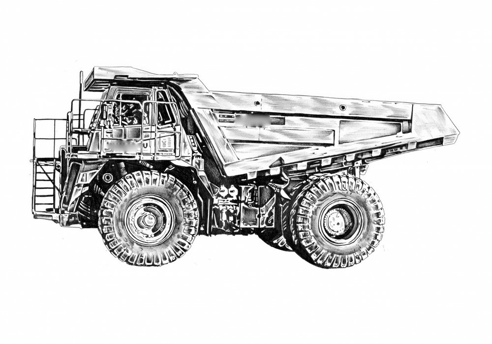 Industrieller Bergbau-LKW Skizze von Kulik