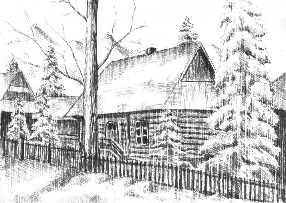 Verschneite Winterhütte von Kulik