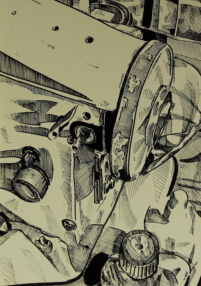 Vintage Nähmaschinen Skizze von Kulik