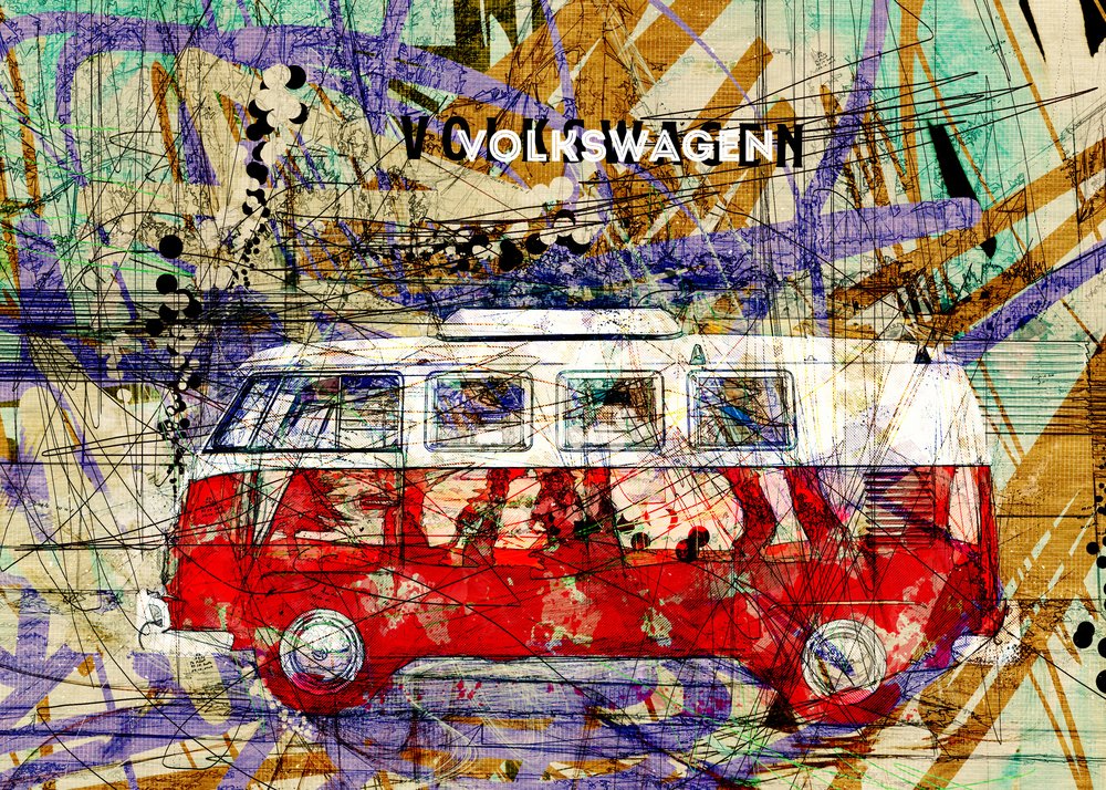 Bunte Retro-Van-Kunst von Lembayung senja studio [Vintage Poster]