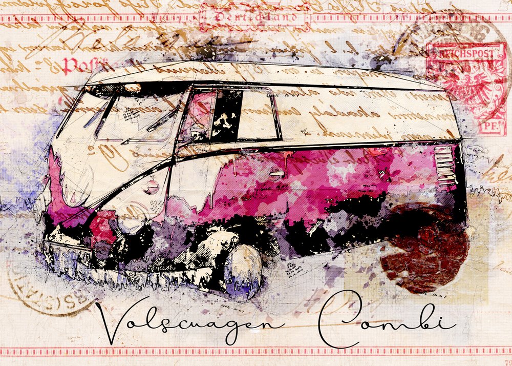 Träumerischer Kombi-Van-Kunst von Lembayung senja studio [Vintage Poster]