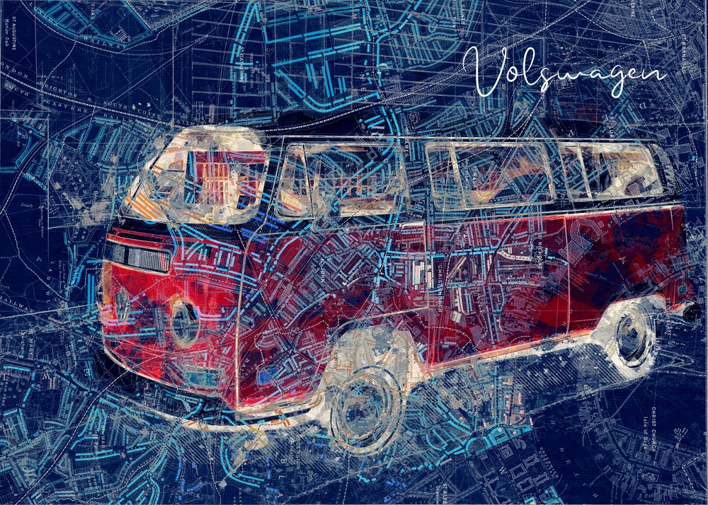 Retro-Van-Stadtkarte von Lembayung senja studio [Vintage Poster]