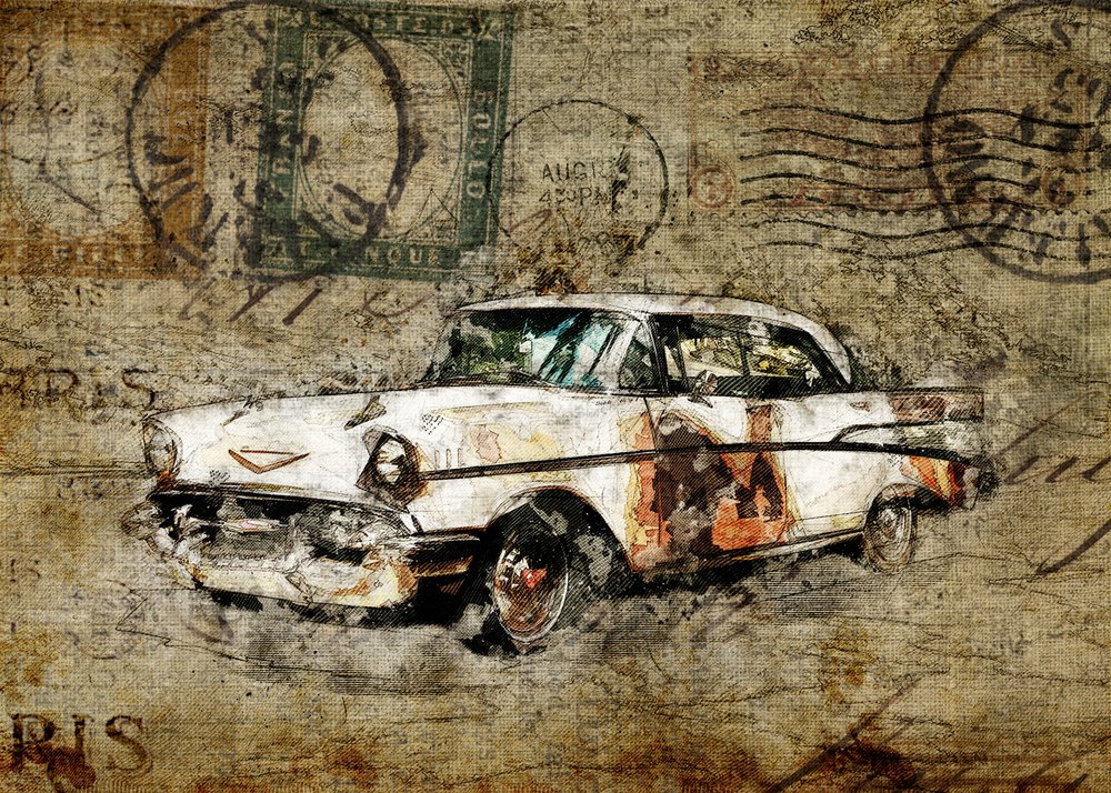 Rustikales klassisches Auto von Lembayung senja studio [Vintage Poster]