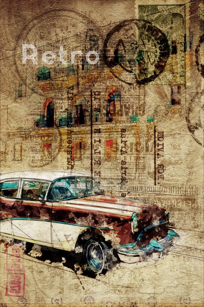 Rostiges Retro-Stadtauto von Lembayung senja studio [Vintage Poster]