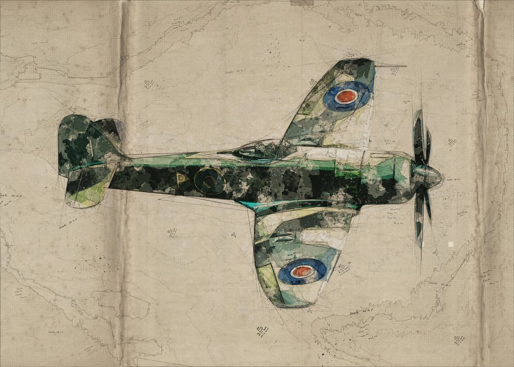 Vintage Jagdflugzeug Karte von Lembayung senja studio [Vintage Poster]