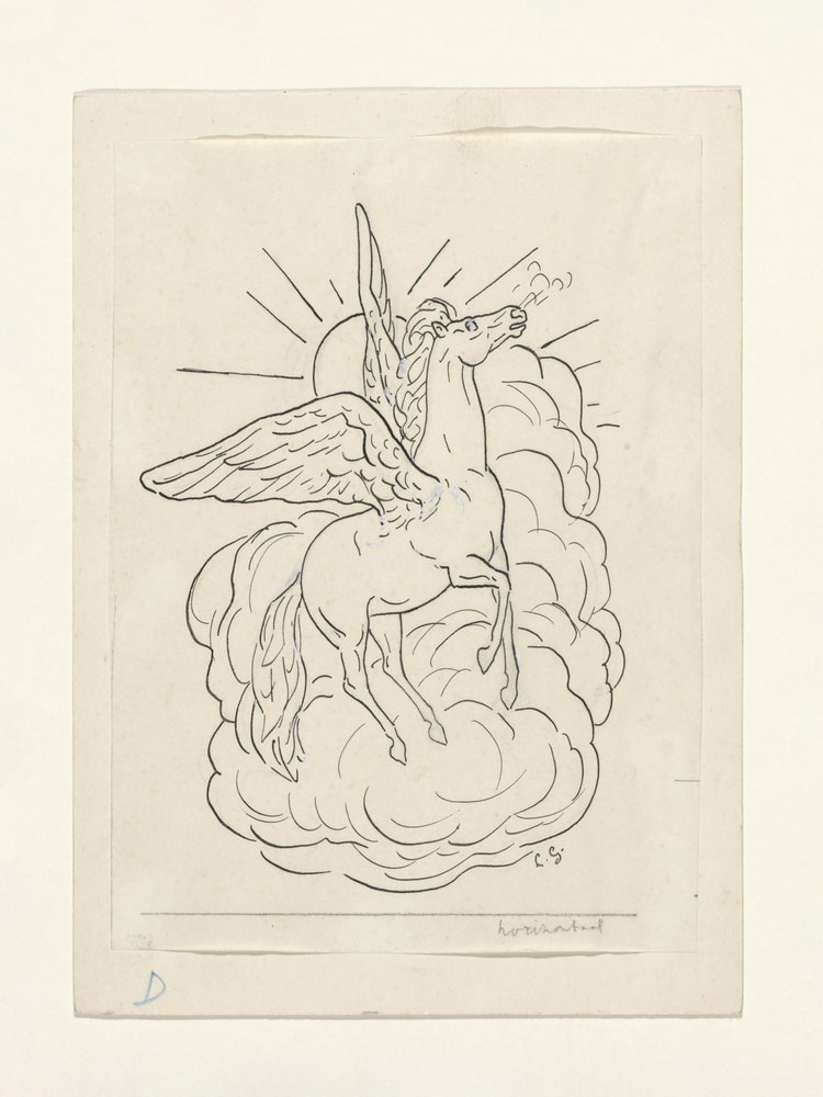 Pegasus fliegt vor Wolken (1891–1941) von Leo Gestel