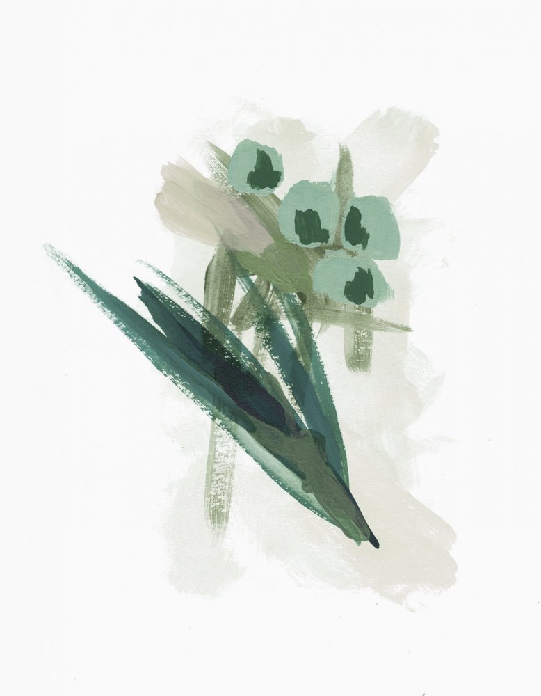 Abstrakte grüne Blumen von Lori Ann Folz