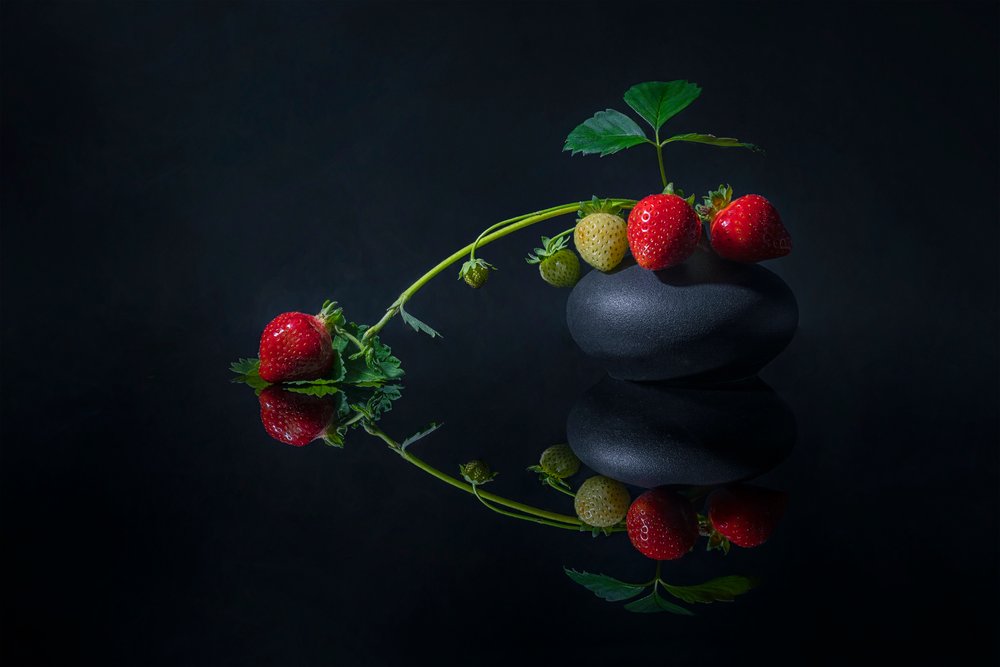 Elegante dunkle Erdbeeren von Lydia Jacobs