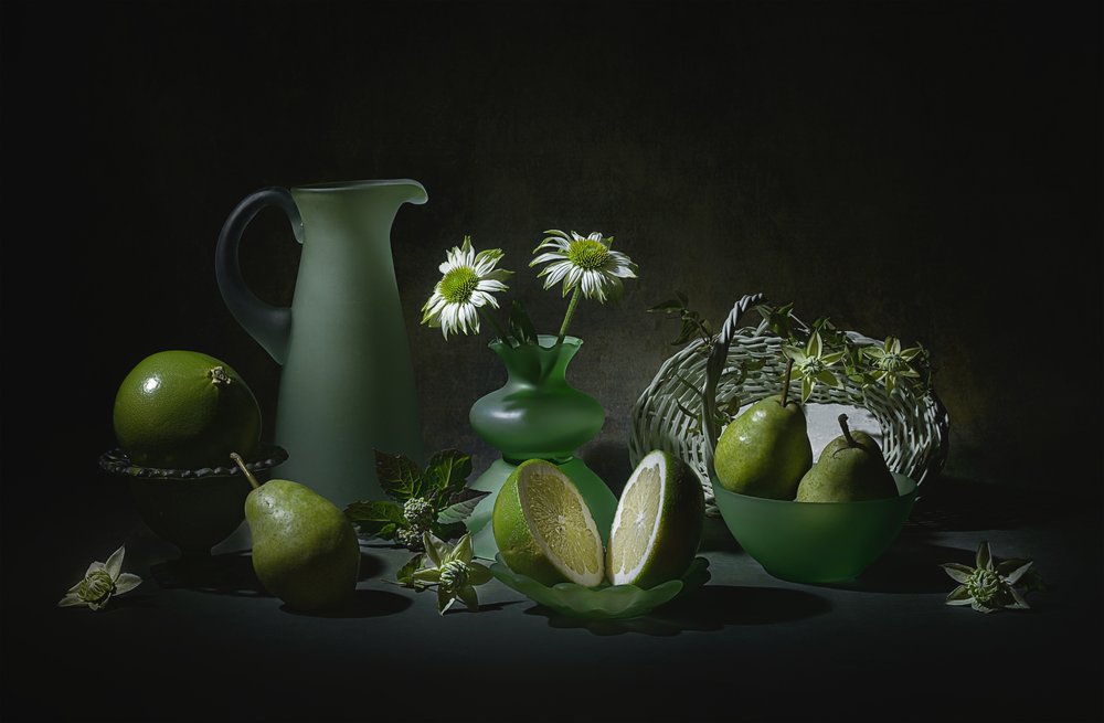 Elegantes grünes Stillleben von Lydia Jacobs