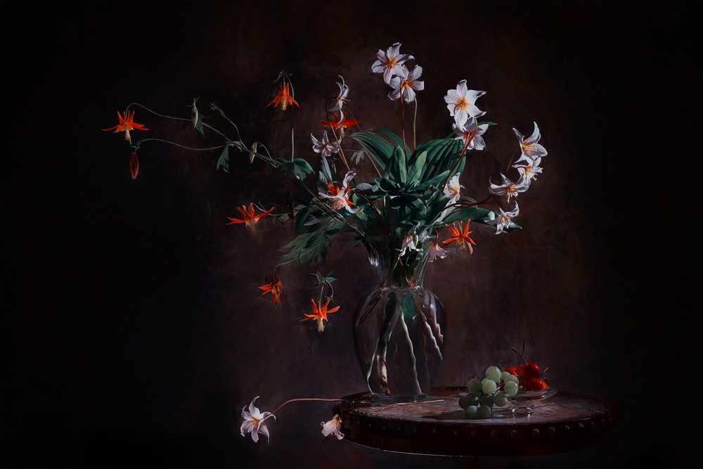 Stimmungsvolles Blumen-Stillleben von Lydia Jacobs