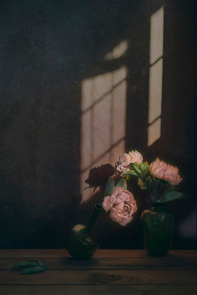 Stimmungsvolles Blumen-Stillleben von Lydia Jacobs