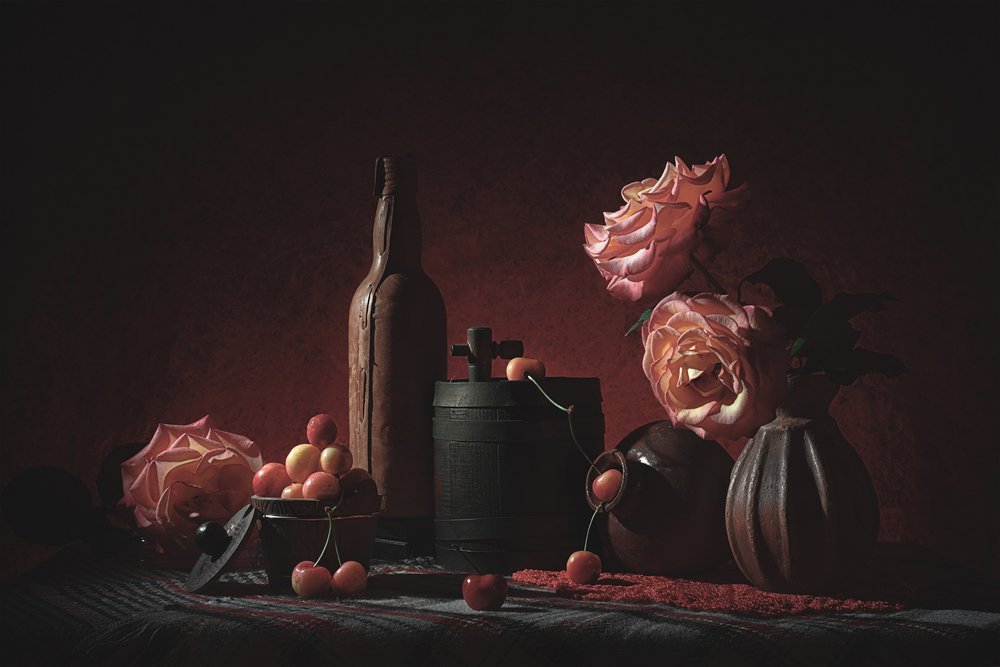 Stimmungsvolle Rosen und Kirschen von Lydia Jacobs