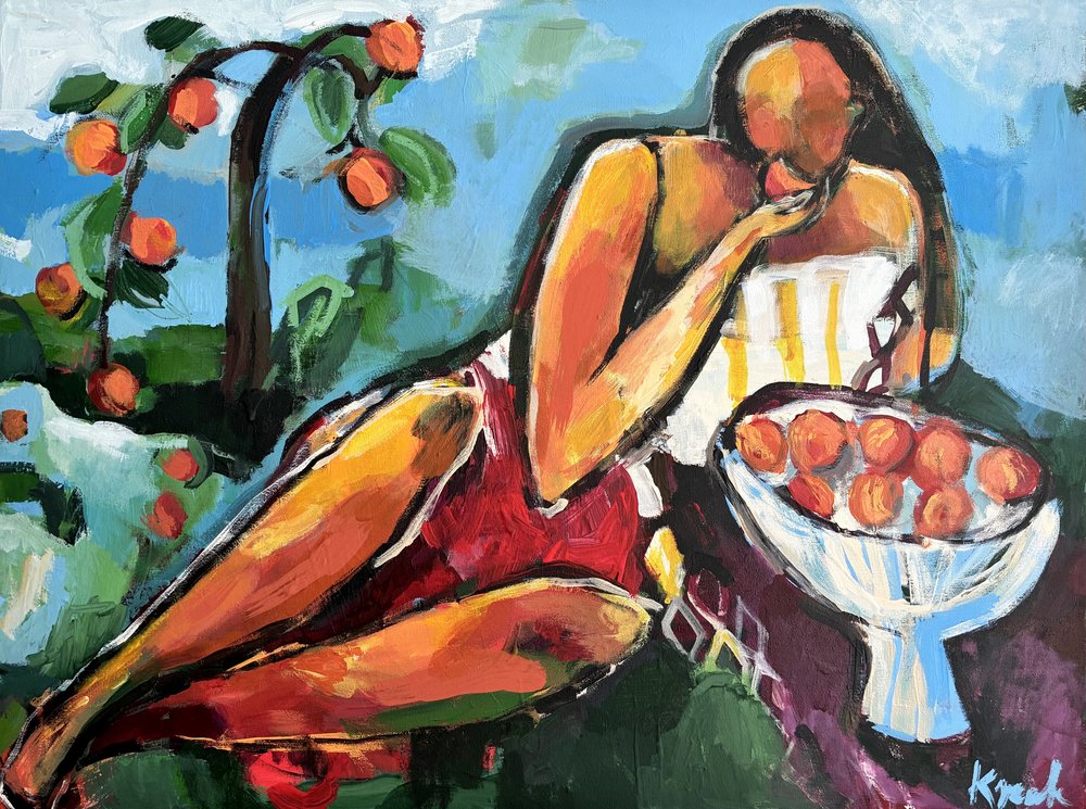 Liegende Aprikosenfrau von Magdalena  Krzak