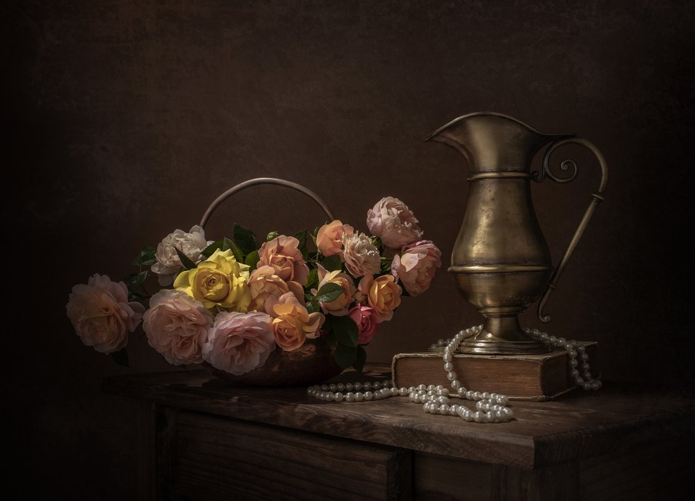 Vintage Rosen-Stillleben von Margareth Perfoncio