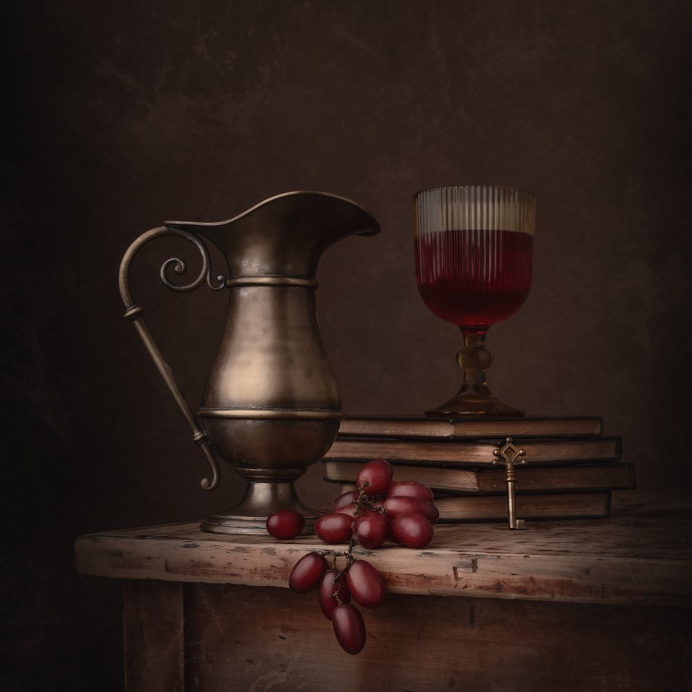 Vintage Wein-Stillleben von Margareth Perfoncio