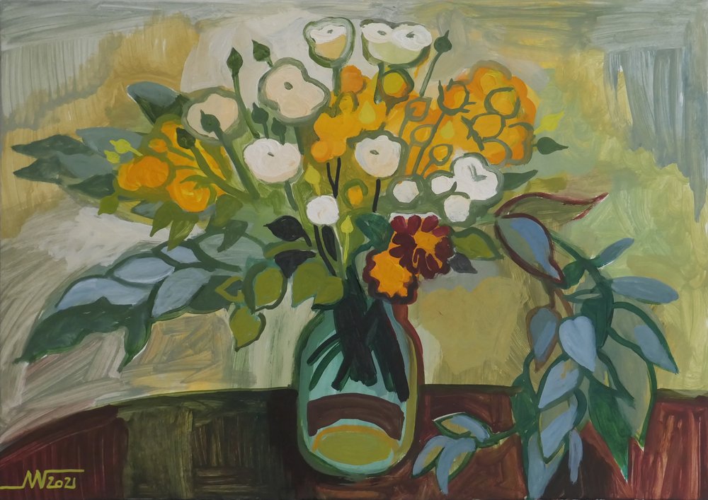 Lebhaftes Blumenstillleben von Marina Gorkaeva