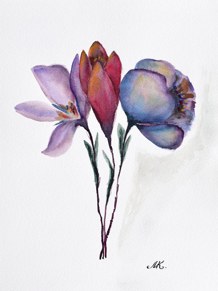 Farbenfrohe Aquarellblüten von Marina Kozyr