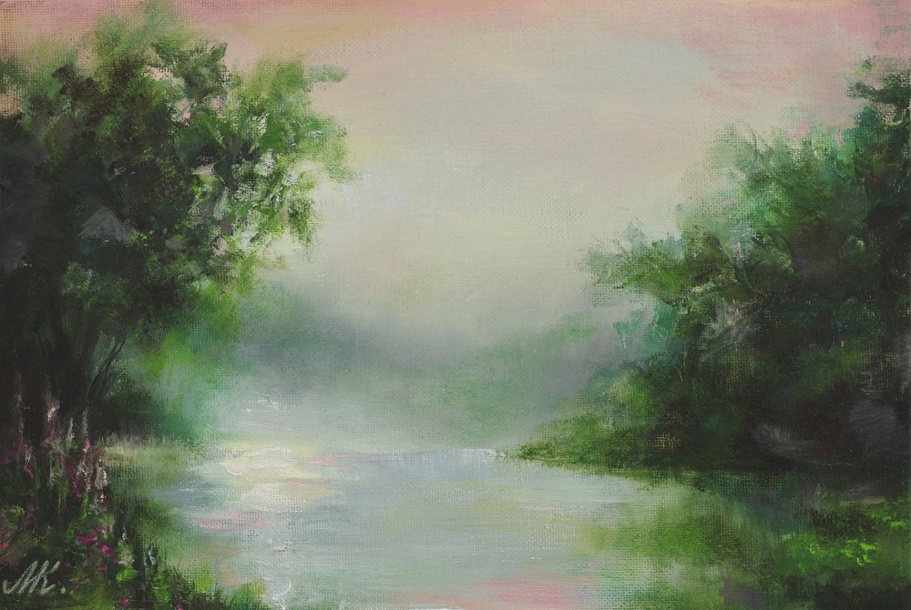 Nebliger Morgen am Fluss von Marina Kozyr