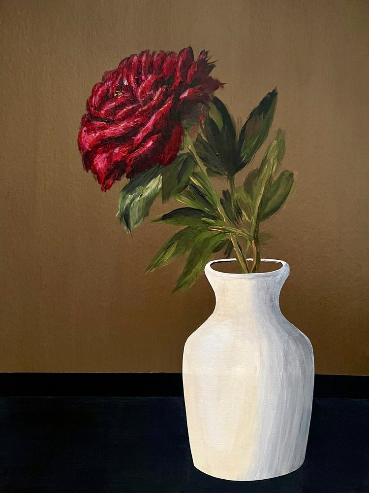 Rotes Pfingstrosen-Stillleben von Marina Kozyr